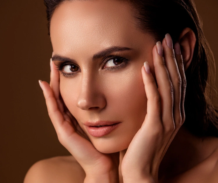 close up of beautiful woman with youthful face