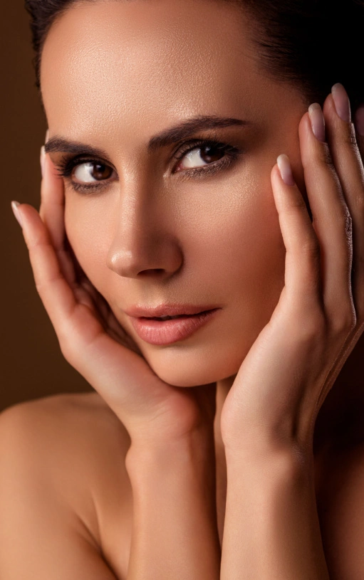 close up of beautiful woman with youthful face